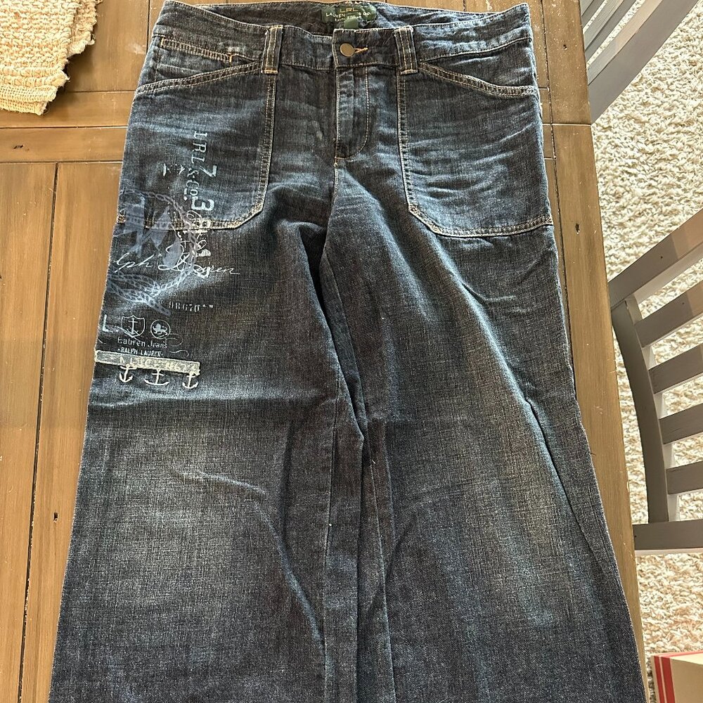 Ralph Lauren dark blue jeans with nautical designs